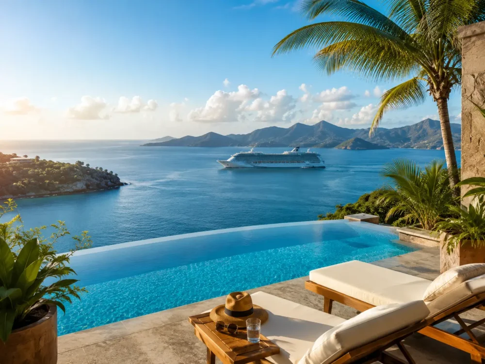 Tropical resort escape with ocean view for cruise and resort vacation planning