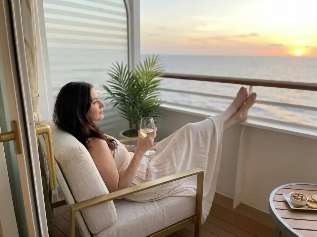 Family cruise ship vacation with ocean views