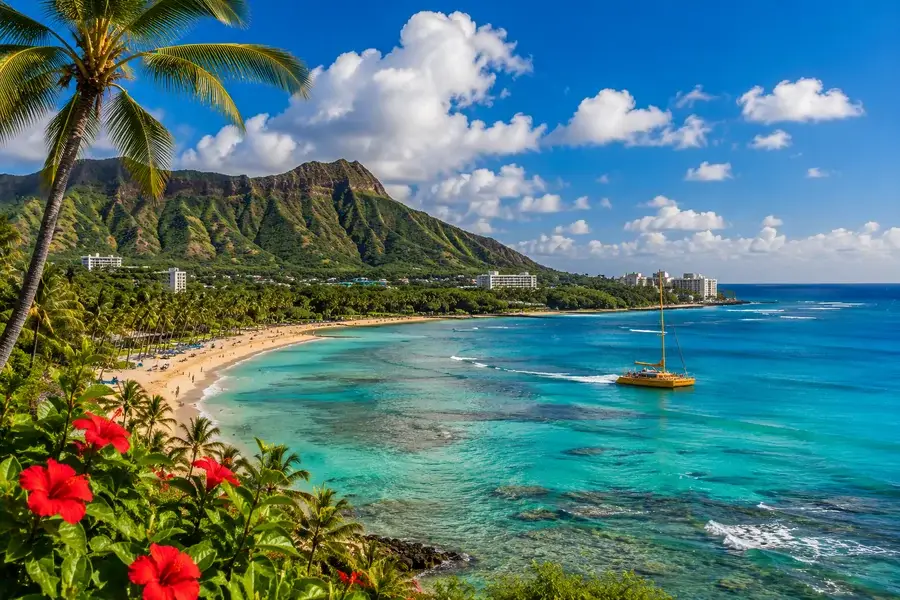 Hawaii tropical beach volcanic mountains and island scenery representing Hawaii vacation planning