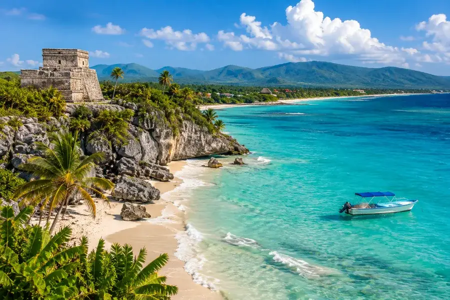 Mexico and Central America tropical resort rainforest ruins and beach vacation scenery
